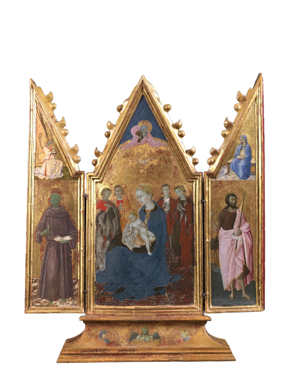 maestro dell osservanza  madonna con bambino san francesco san giovanni battista e angeli